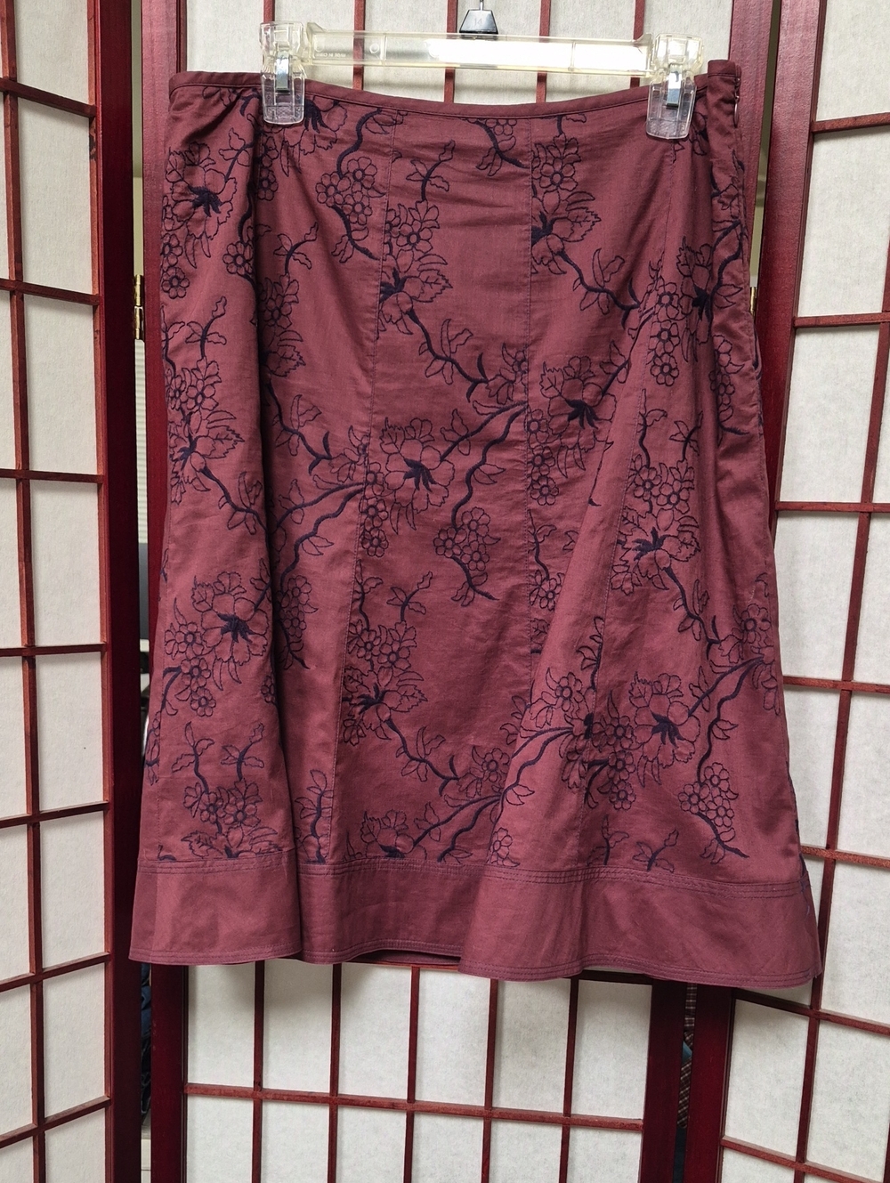 Embroidered Lined Cotton Skirt